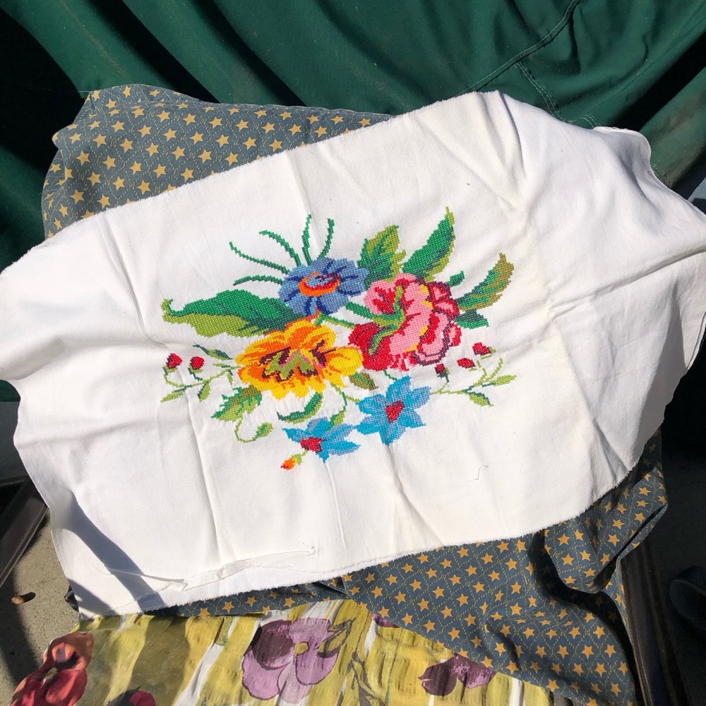 2 cross-stitch pillow case no completed.